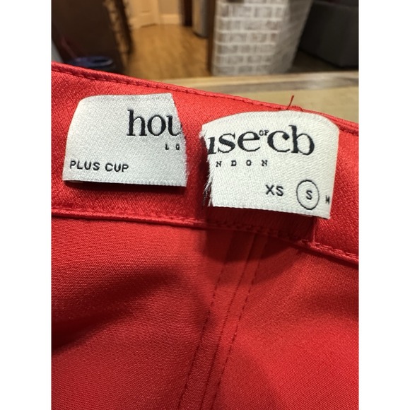 House Of CB Adrienne Satin Stretch Long Strapless Gown Red Small Plus Cup - Picture 10 of 12